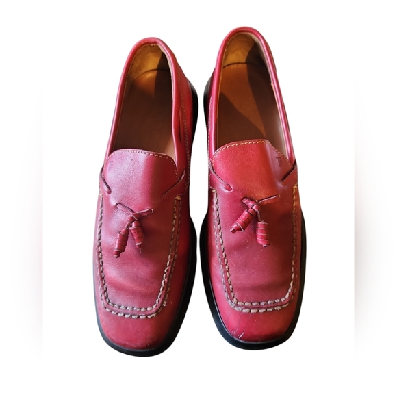 Tod's Red Tassel Loafers - Picture 1 of 10